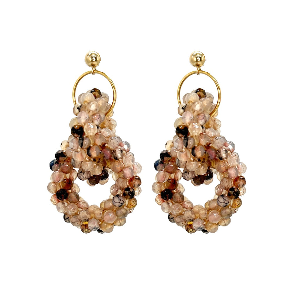 handmade beaded gemstone earrings in lapis and gold