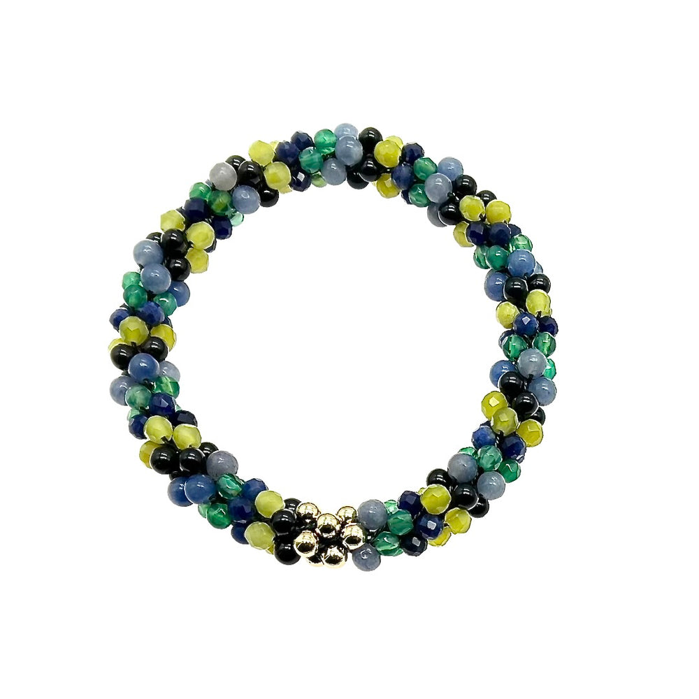 tartan-inspired beaded gemstone bracelet in clan gordon colorway