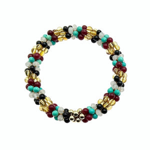 
            
                Load image into Gallery viewer, tartan-inspired beaded gemstone bracelet in Cornish national colorway
            
        