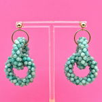 handmade beaded gemstone earrings with double amazonite rings and gold posts