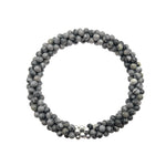 handmade beaded gemstone bracelet in grey jasper and sterling silver