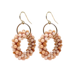 handmade beaded gemstone earrings with pink aventurine rings and gold