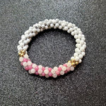 pride collection white, pink and gold handmade beaded gemstone bracelet