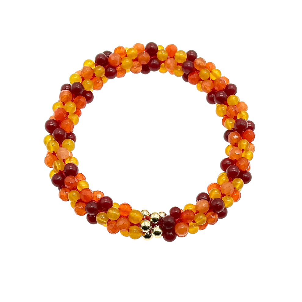 tartan-inspired beaded gemstone bracelet in clan macmillan colorway