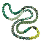 beaded gemstone color block necklace in shades of green