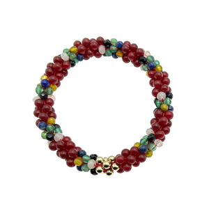 tartan-inspired beaded gemstone bracelet in royal stewart colorway