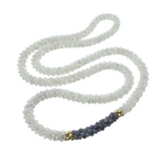 white jade, grey agate and gold beaded gemstone necklace