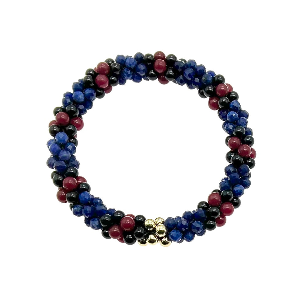 tartan-inspired beaded gemstone bracelet in clan morgan colorway