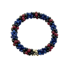 tartan-inspired beaded gemstone bracelet in clan morgan colorway