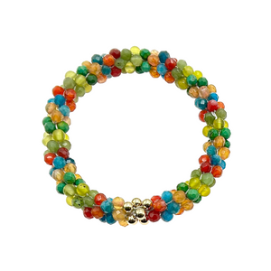 tartan-inspired beaded gemstone bracelet in clan buchanan colorway