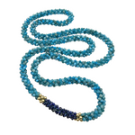 apatite, lapis and gold beaded gemstone necklace