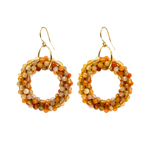 handmade beaded gemstone earrings with botswana agate rings and gold