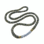 labradorite, blue lace agate and gold beaded gemstone necklace