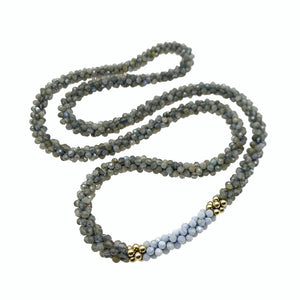 
            
                Load image into Gallery viewer, labradorite, blue lace agate and gold beaded gemstone necklace
            
        