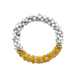 pride collection white, yellow and gold handmade beaded gemstone bracelet