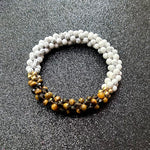 pride collection white, brown and gold handmade beaded gemstone bracelet