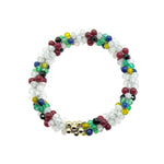 tartan-inspired beaded gemstone bracelet in clan stewart (white) colorway