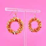 Handmade beaded gemstone earrings with botswana agate rings and gold earwires