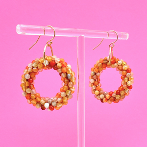 Handmade beaded gemstone earrings with botswana agate rings and gold earwires