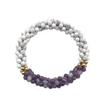 pride collection white, purple and gold handmade beaded gemstone bracelet