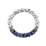 pride collection white, blue and gold handmade beaded gemstone bracelet