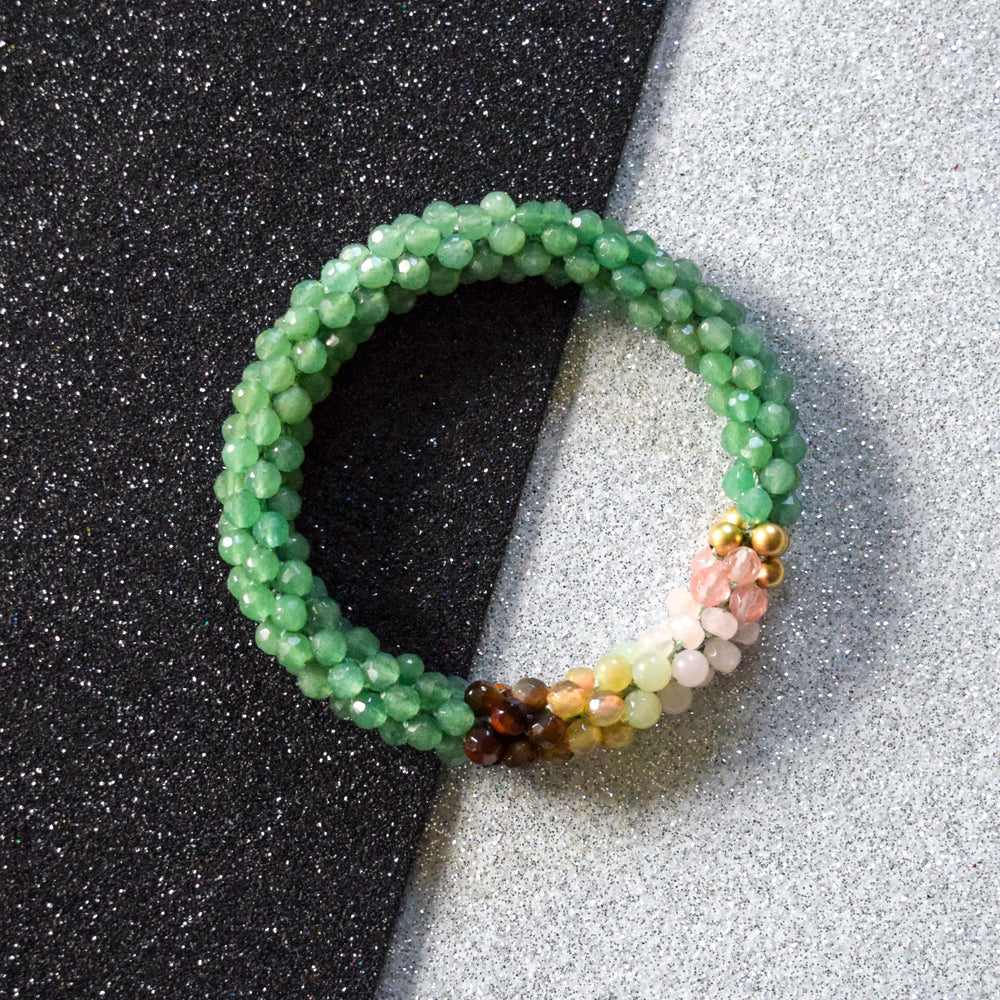 handmade beaded gemstone bracelet in taurus zodiac colorway