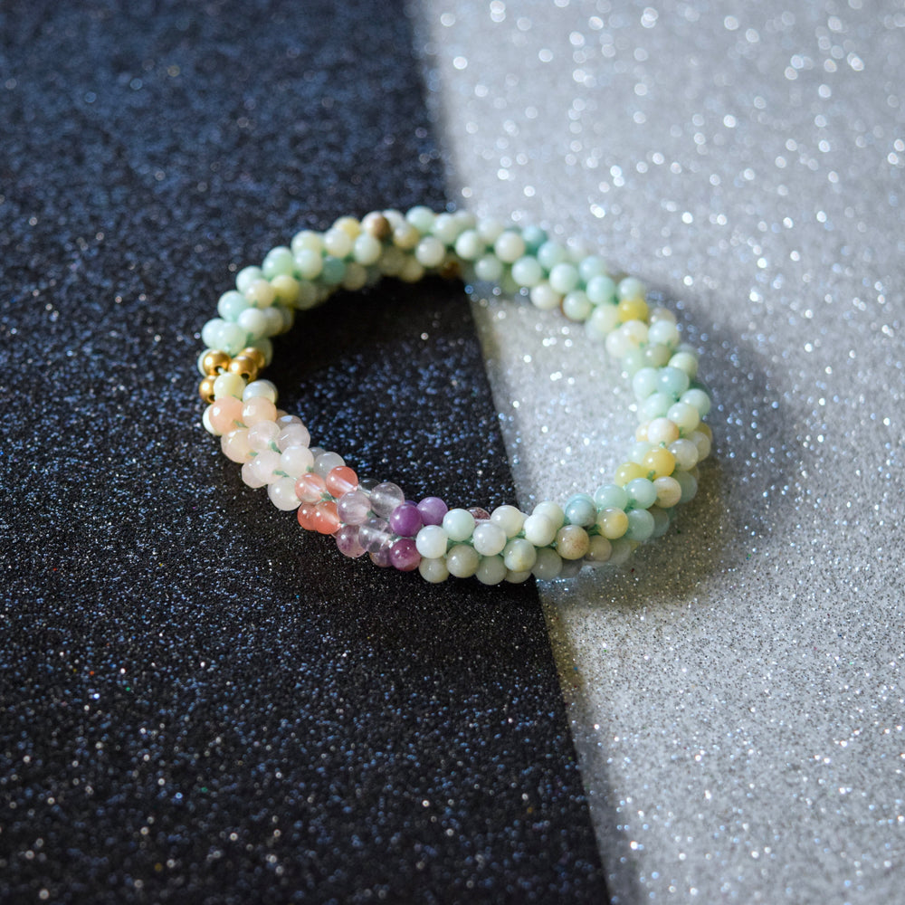 beaded gemstone bracelet in libra colors