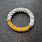 pride collection white, yellow and gold handmade beaded gemstone bracelet