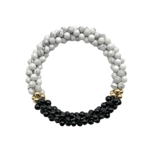 pride collection white, black and gold handmade beaded gemstone bracelet