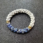 pride collection white, blue and gold handmade beaded gemstone bracelet