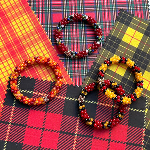 handmade tartan-inspired beaded gemstone bracelets - macleod, wallace, royal stewart and macmillan