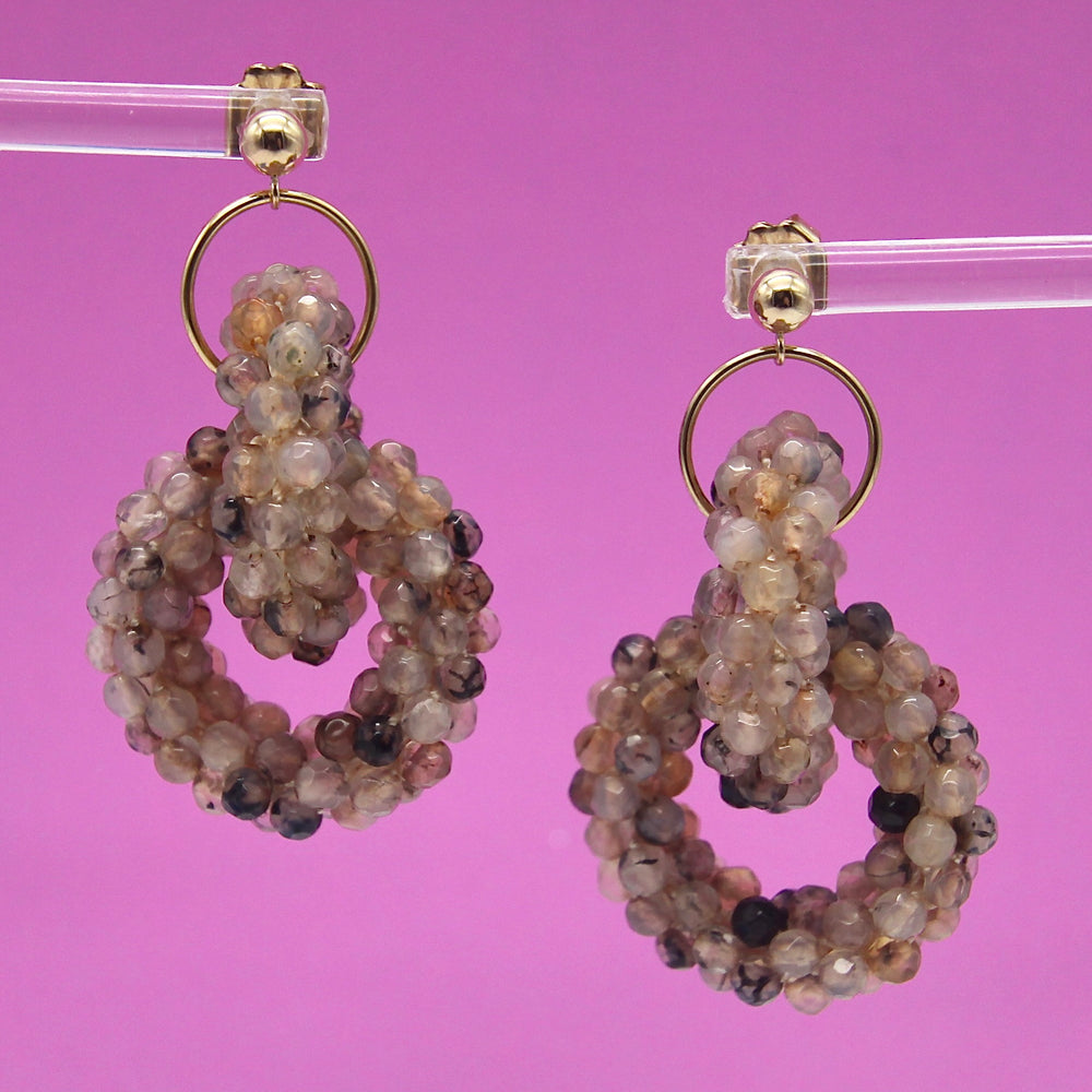 double agate ring beaded agate gemstone earrings with post