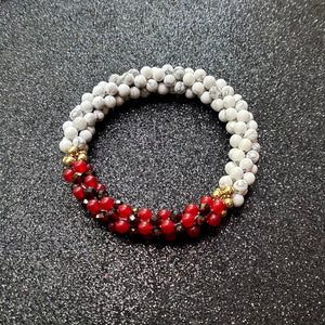 pride collection white, red and gold handmade beaded gemstone bracelet