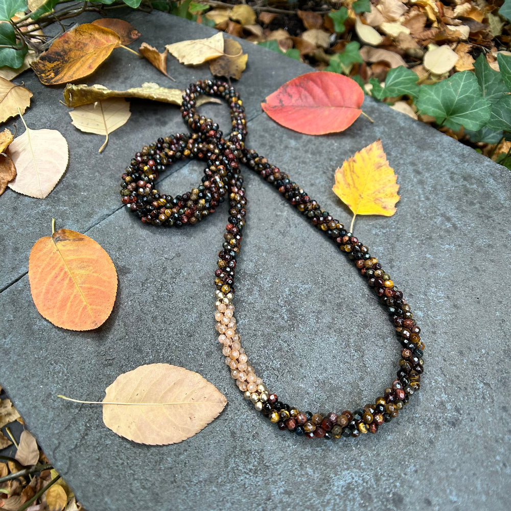 
            
                Load image into Gallery viewer, Beaded Gemstone Necklace: Tiger Eye, Honey Citrine and Gold
            
        
