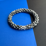 handmade beaded gemstone bracelet in grey jasper and sterling silver