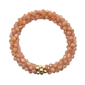 
            
                Load image into Gallery viewer, sunstone and gold handmade beaded gemstone bracelet 
            
        