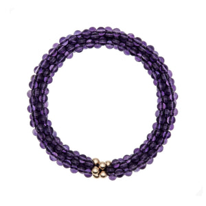 handmade beaded gemstone bracelet in amethyst and gold