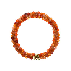 Beaded Gemstone Bracelet: #wearorange (orange agate and gold) on white background