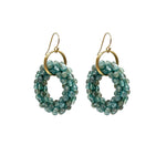 beaded gemstone earrings with small aquamarine rings