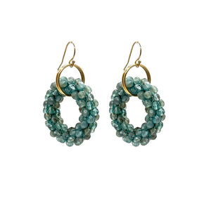 
            
                Load image into Gallery viewer, beaded gemstone earrings with small aquamarine rings
            
        