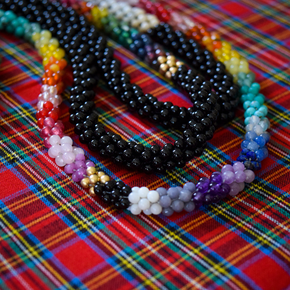 Easy knit rainbow beaded necklaces (beginner knitting) - Cucicucicoo