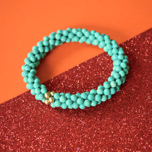 Beaded Gemstone Bracelet: Turquoise and Gold