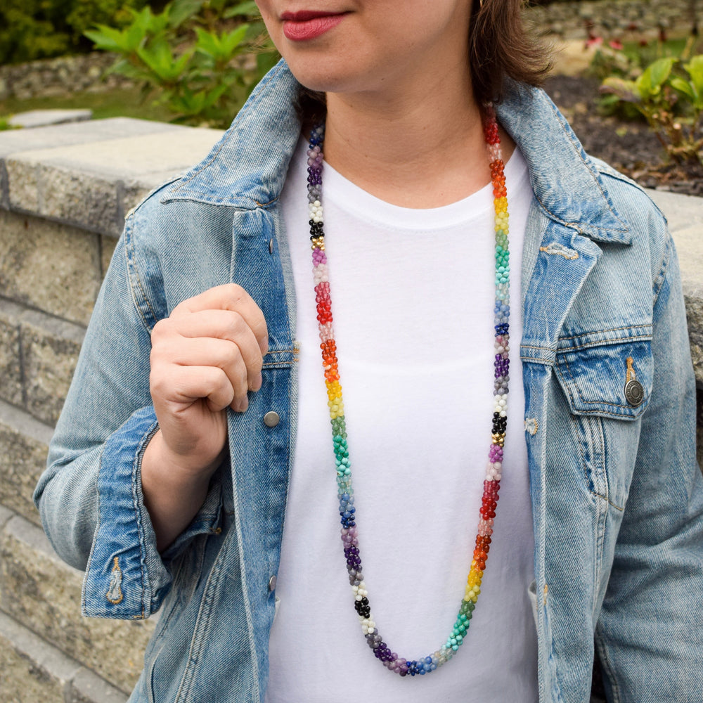 St. Christopher Choker Necklace with Multi Color Beads // Get Back Necklaces