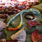 burnt orange ombre, cloud quartz and gold beaded necklace with a gemstone bracelet