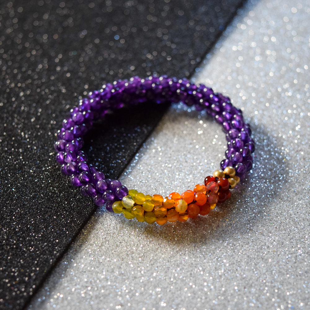 beaded gemstone bracelet in leo colors