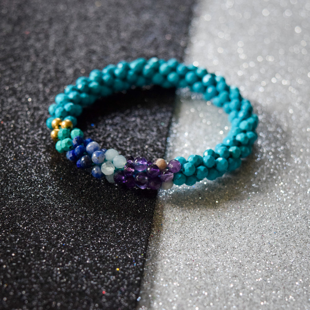 
            
                Load image into Gallery viewer, beaded gemstone bracelet in aquarius colors
            
        