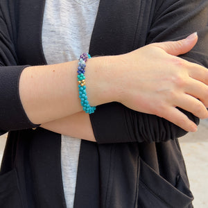 Beaded Gemstone Bracelet: Aquarius Colors
