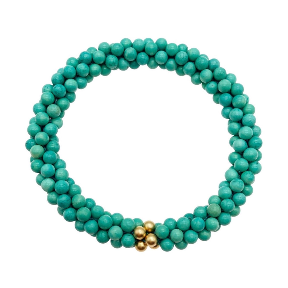 turquoise and gold beaded gemstone bracelet