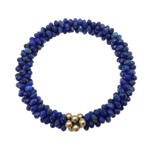 
            
                Load image into Gallery viewer, beaded gemstone bracelet: lapis and gold on white background
            
        