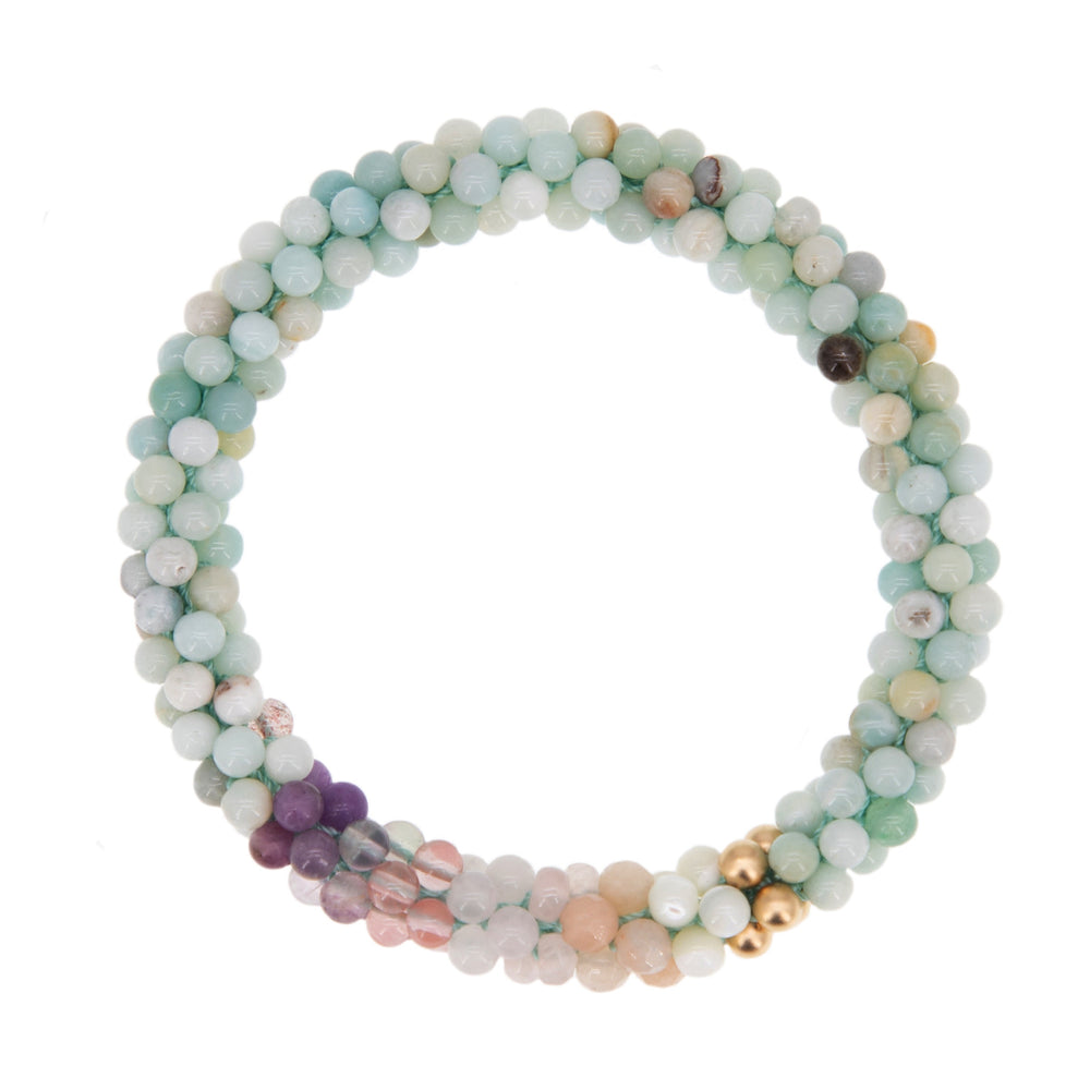 beaded gemstone bracelet: libra colors on white background